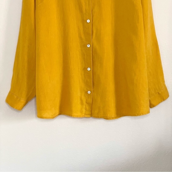 J. Jill Love Linen Roll Tab Sleeve A-Line Button Down Shirt Dandelion Large - Picture 6 of 15